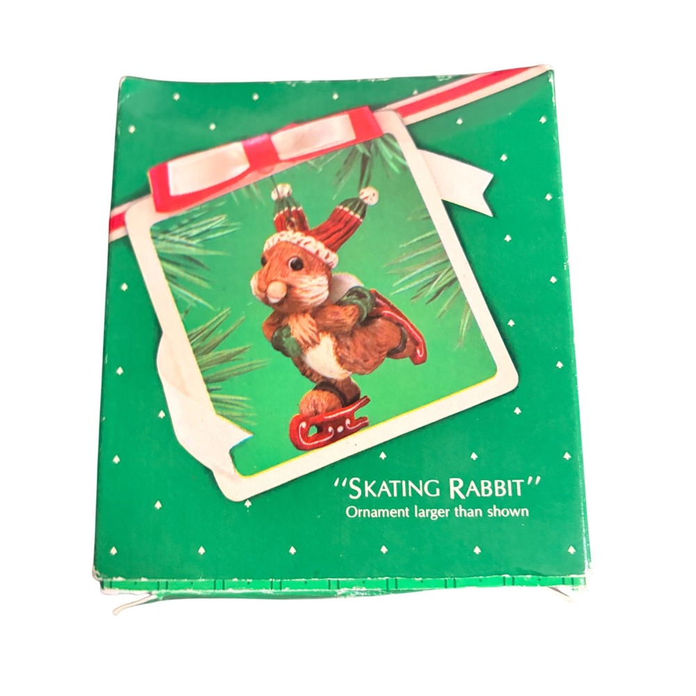 Hallmark Keepsake Ornament Skating Rabbit Bunny Red Skates QX409-7 Vintage